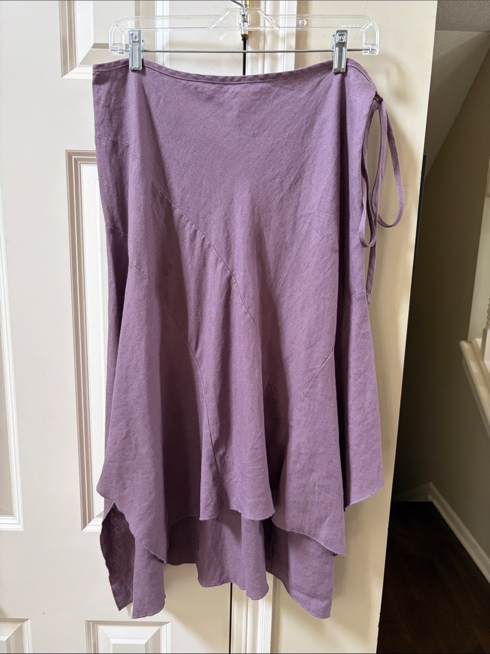 Sundance Dusty Lavender High-Low Tie/zip side Waist  linen Skirt, 10